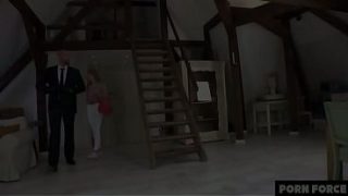 Petite Blonde Model Stretched Out By Handsome Real Estate Agent