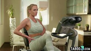 Horny dude training a hot big titted blonde MILFs Nina Heels tight asshole