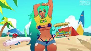 Hatsune Miku Brasileira masturbando uma pessoa usando os peitos